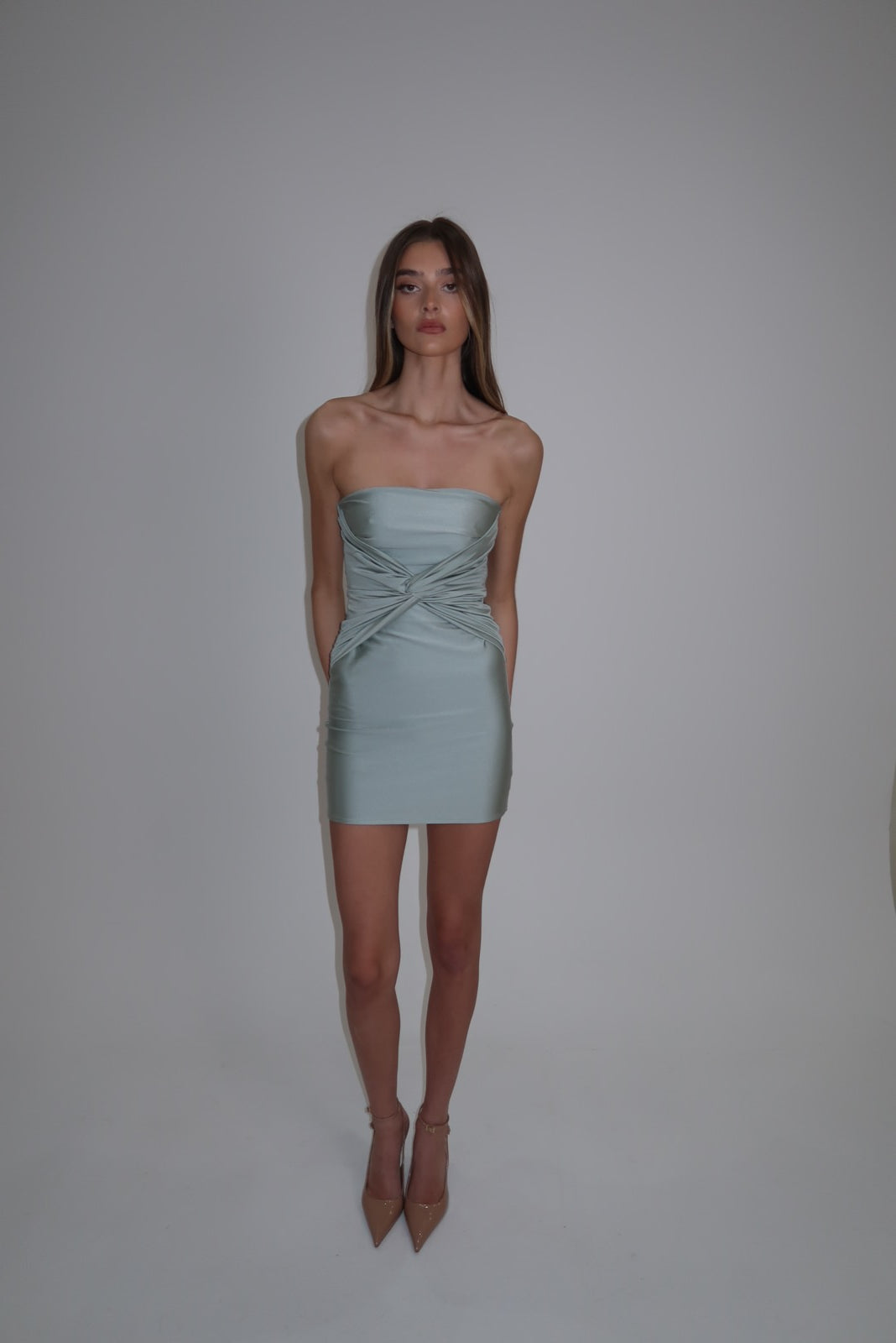 Ice blue mini dress