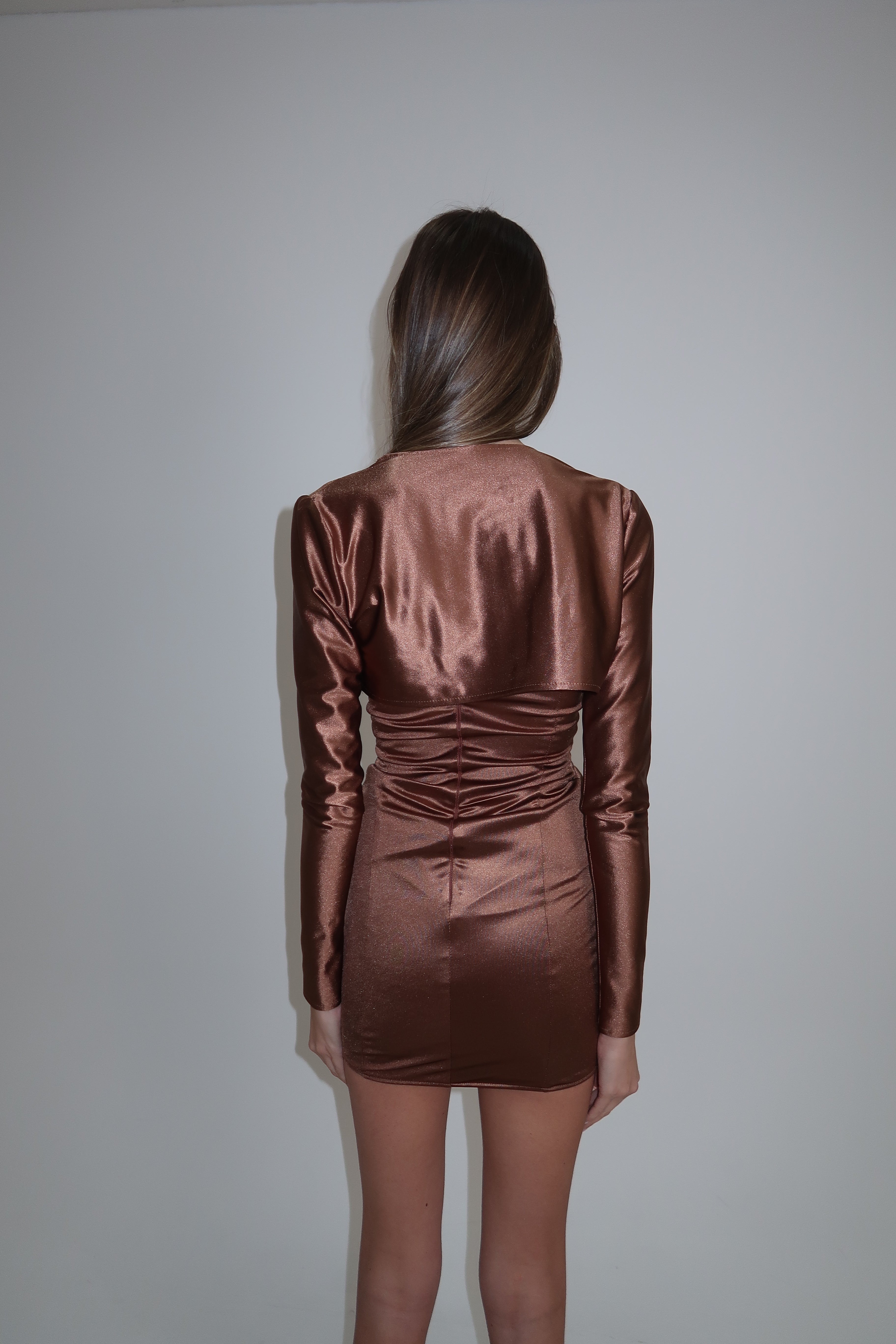 Chocolate mini dress with matching jacket